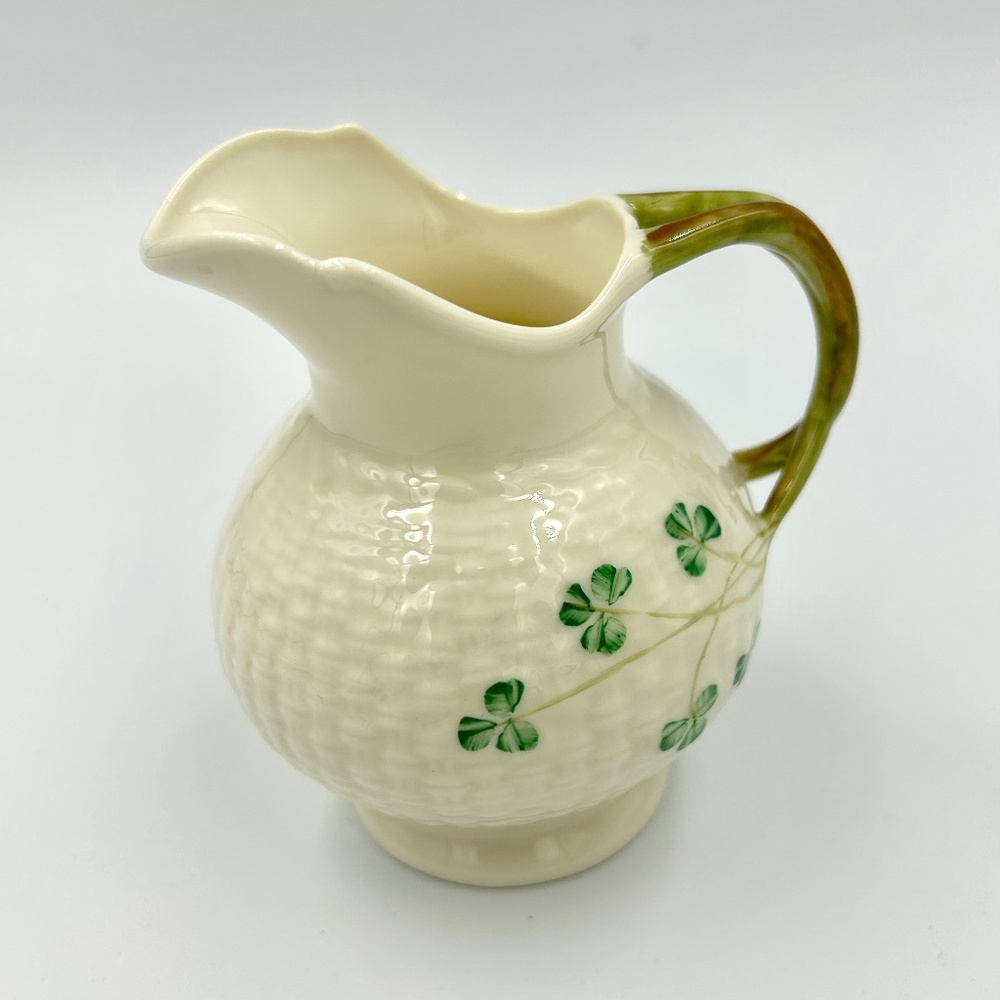 Belleek Ireland Basketweave Shamrock Creamer 1997-2000